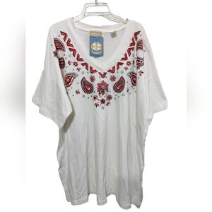 1699) BONJOUR Plus Flower Paisley Print Short Sleeve Tee Tunic Top Size 1X-3X
